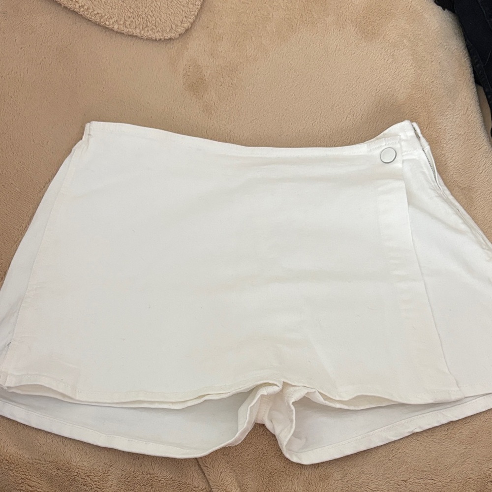 Women's White Skort Shorts with Clean Wrap Front